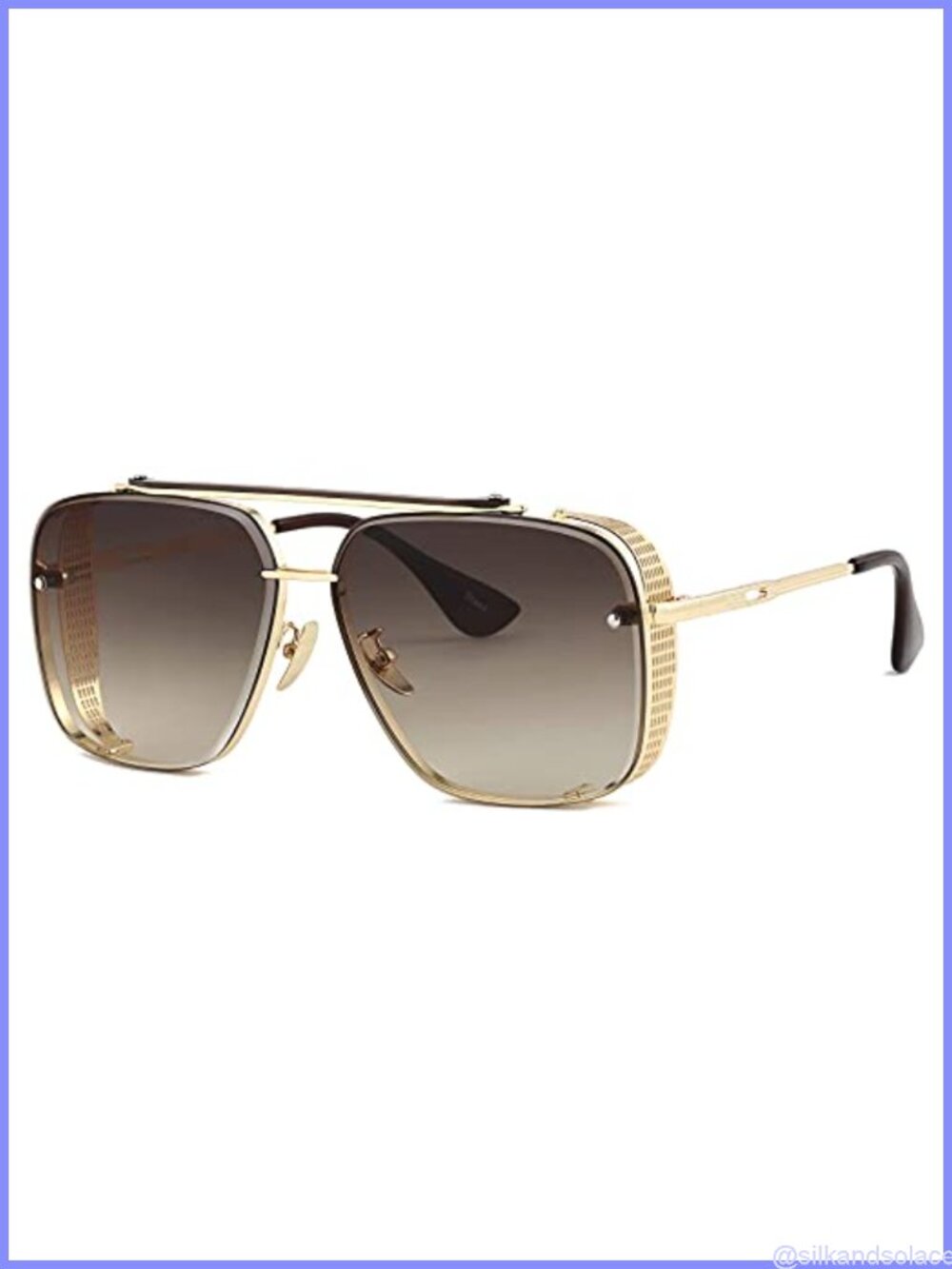 Oversized Square Aviator Sunglasses Metal Side Shield UV400 Unisex